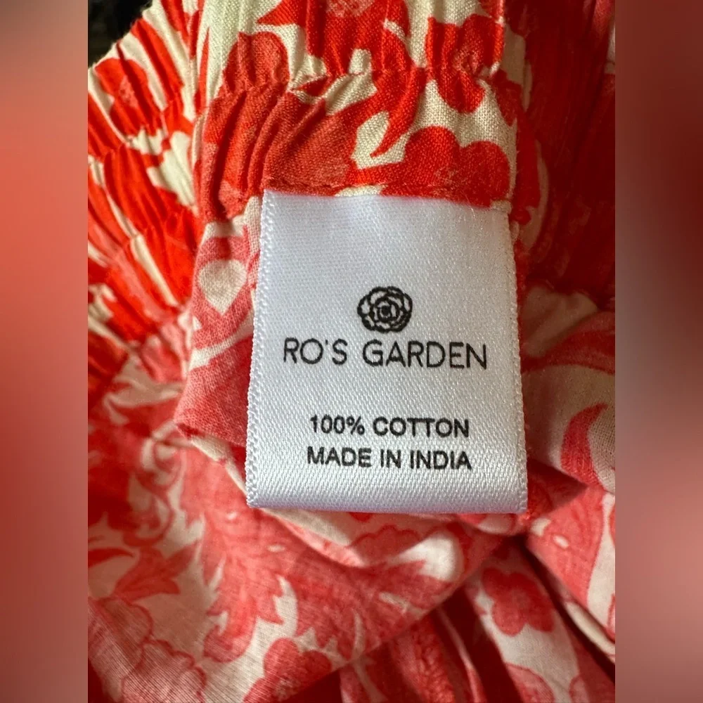 Ro’s Garden NWT Red Cotton Floral Wide Leg Pants Resort Vacation Palazzo ~ Large